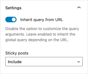 The Query block settings set to inherit the Main Query.